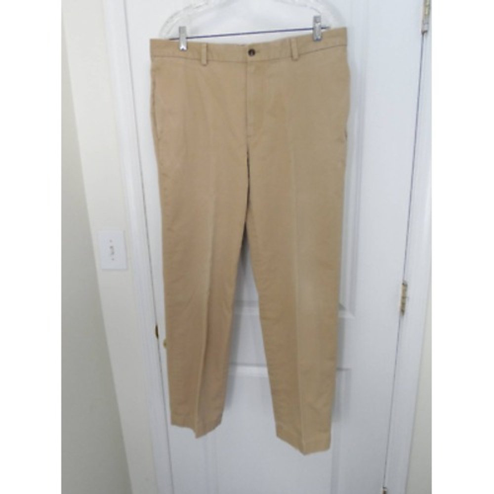 Brooks Brothers Mens Advantage Chino Pants Beige Pockets Flat Front‎ 36 X 32